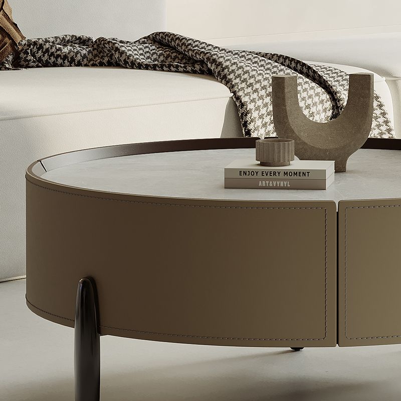 Contemporary Coffee Table Round 3 Legs Slate Coffee Cocktail Table