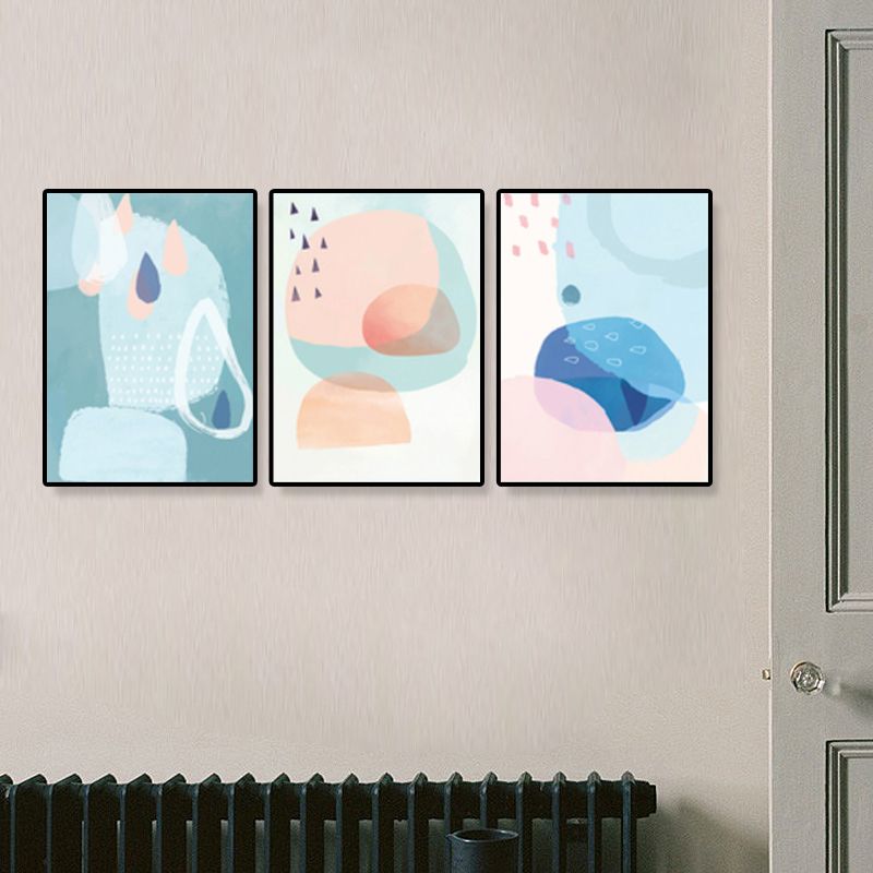 Ensemble d'art mural gouttes de pluie, motif abstrait nordique, impression sur toile de couleur pastel pour la décoration