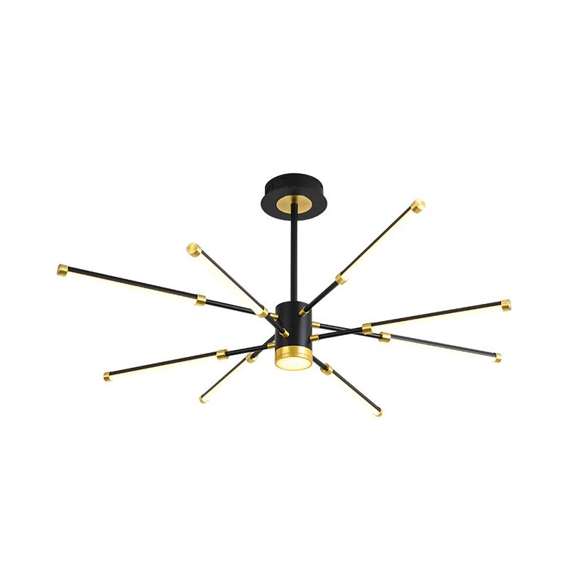 Sputnik Hanging Chandelier Modern Metal 6/8 Lights Black Suspension Light, Warm/White Light