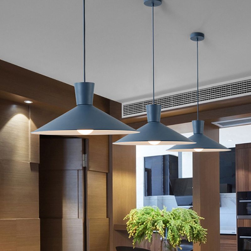 Cono rosa/blu/grigio giù per il ciondolo di illuminazione Nordic 1 Luce a sospensione in metallo Light
