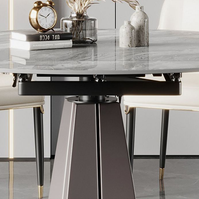 Metal and Slate Table Modern Minimalist Family Retractable Round Dining Table