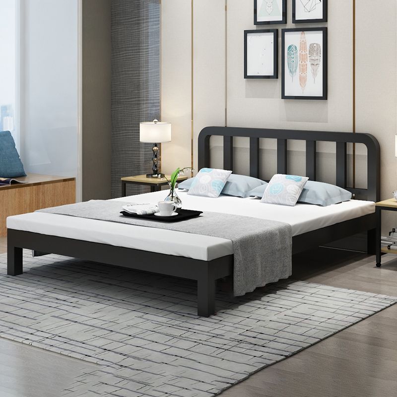 Contemporary Metal Slat Standard Bed with Rectangular Headboard
