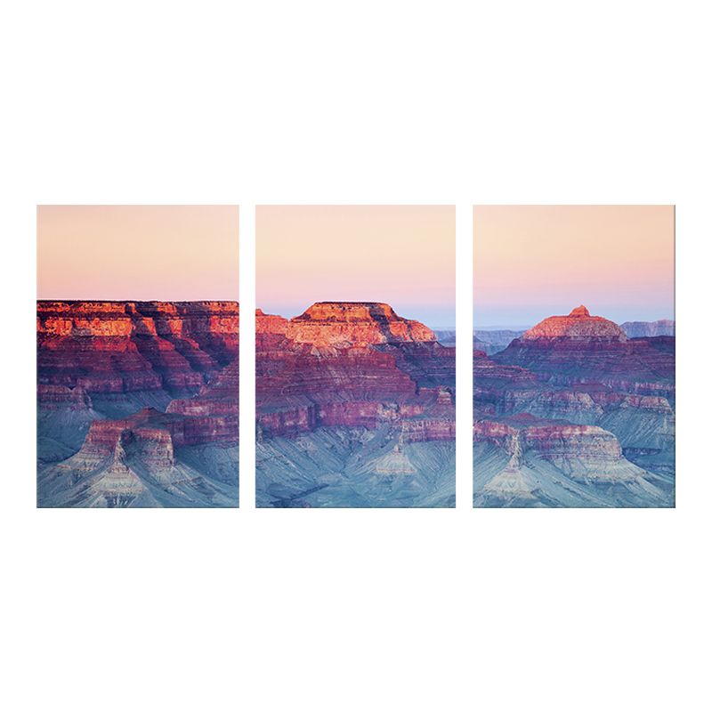 Photography Canvas Modern Style Wall Art Print Mountains Landscape in Pastel Color, Set of Three