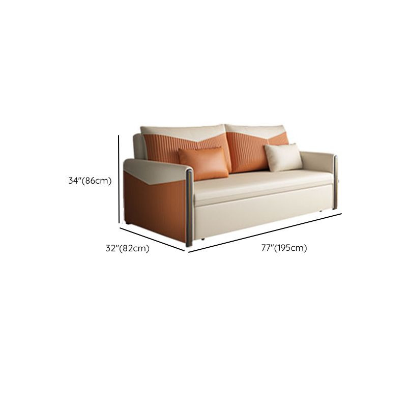 Glam Futon Sofa Bed Storage Drawers Sleeper Sofa Faux leather Sofa Futon