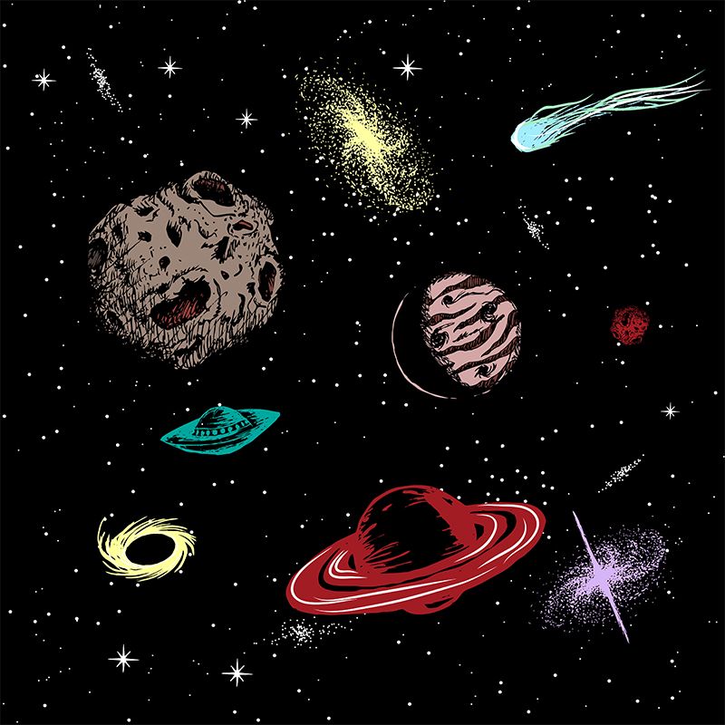 Mysterious Space Mural Decal Modern Decorative Living Room Wall Covering, Customed Size