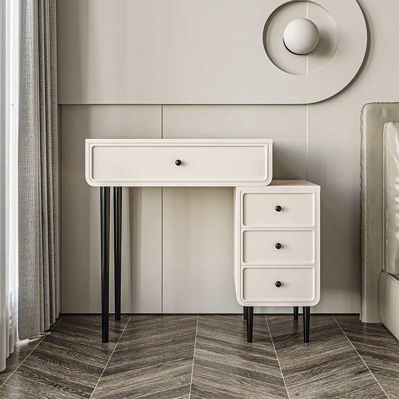Contemporary White Solid Wood Table Makeup Vanity with Drawers