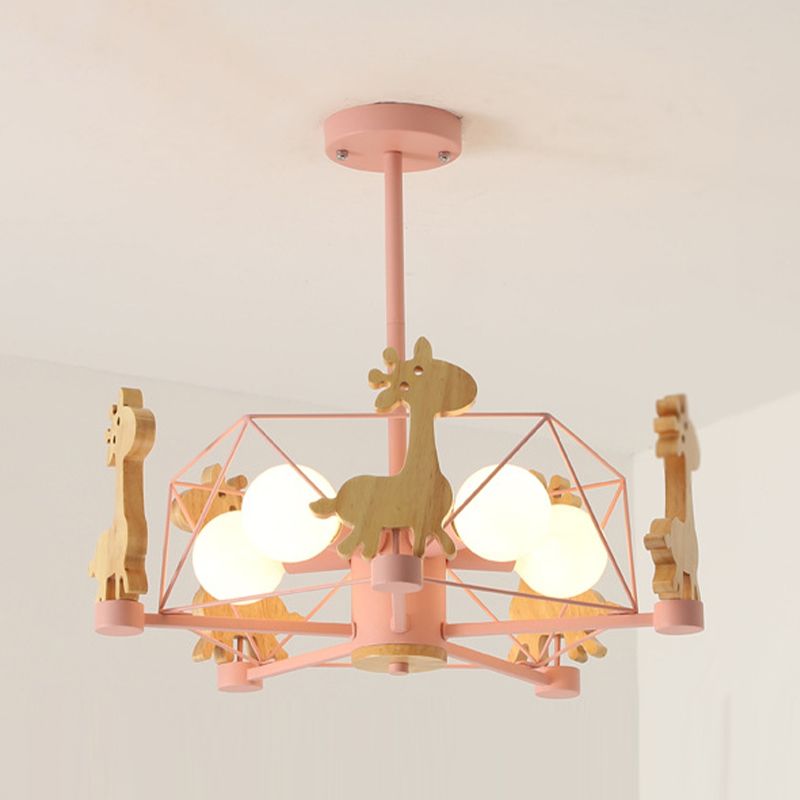 Colorful Simple Chandelier Macron 5-Light Hanging Light for Kid Room