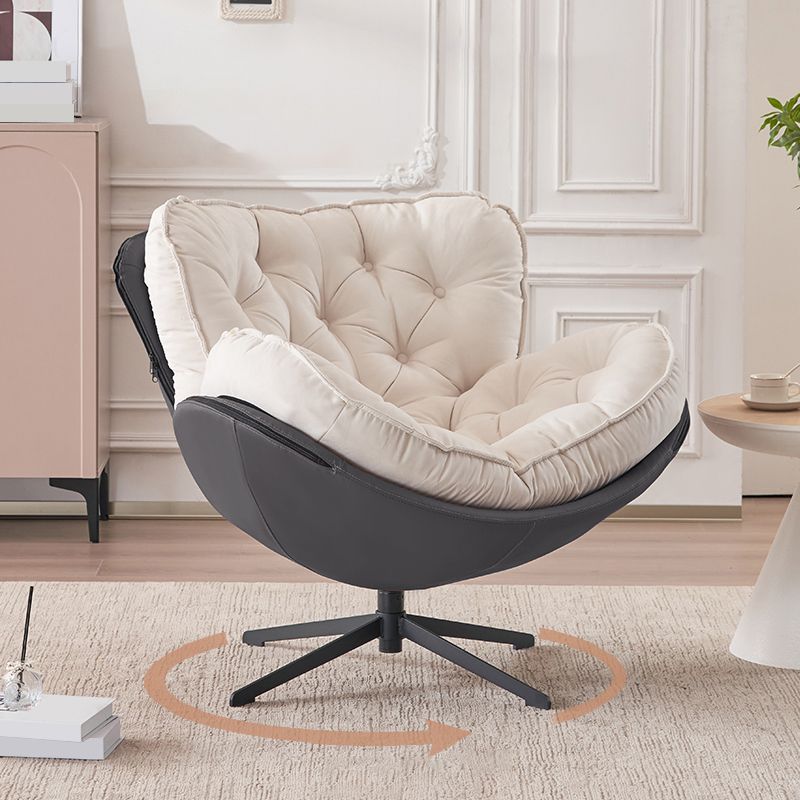 Tufted Back Lounge Accent Chair Swivel Side Chair with 4-Star Legs