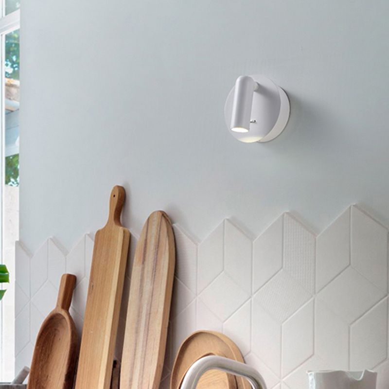White Circular LED Wall Light in Modern Concise Style Aluminium Reading Wall Sconce for Bedroom