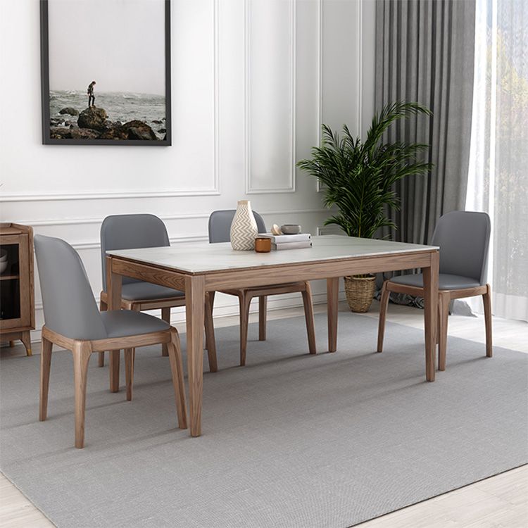 Scandinavian Armless Dining Chairs Ash Wood Frame Chair with Upholstered