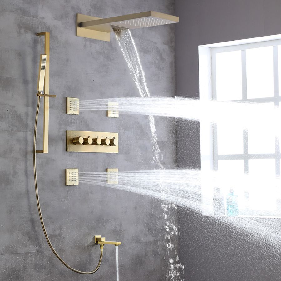 Modern Shower Head Combo Brass Slide Bar Included Wall Mounted Shower System