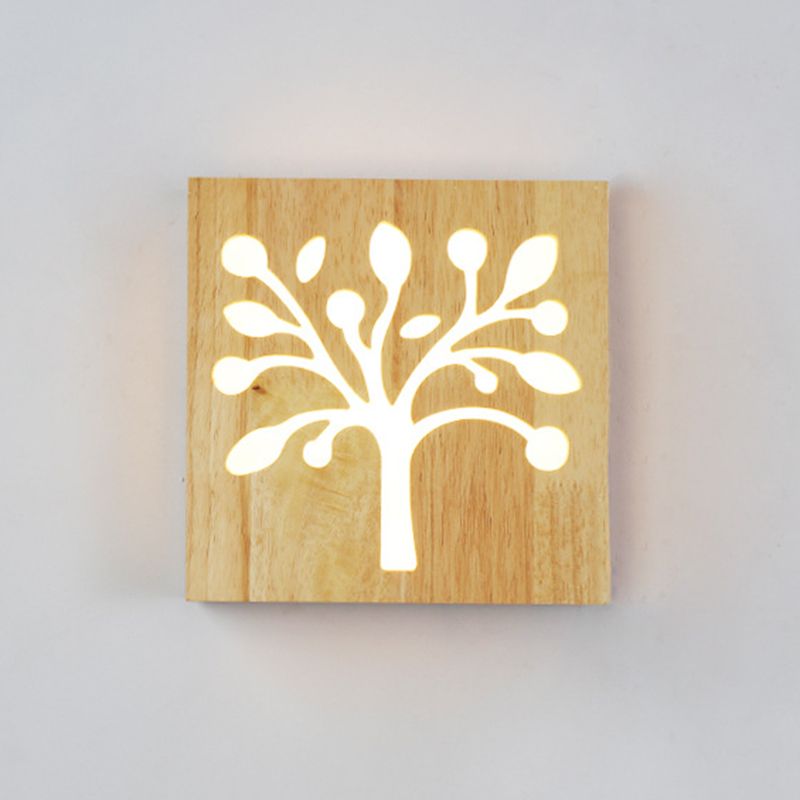 Creative Nordic Wall Sconce Chinese Wooden Acrylic Shade Wall Lamp for Bedside Corridor