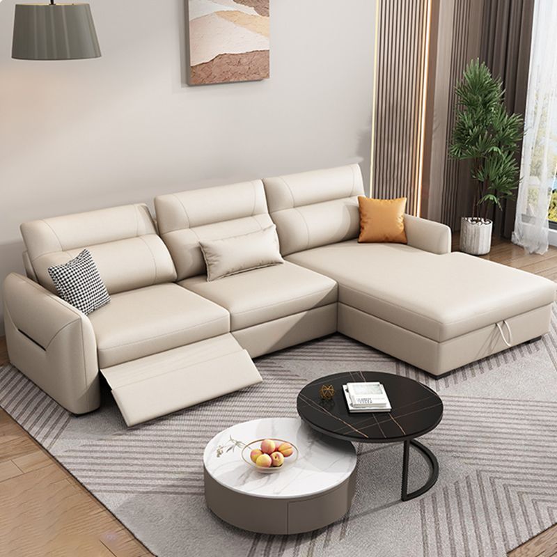 Scandinavian Futon Sofa Bed Square Arms with Storage Cushion Back Leather