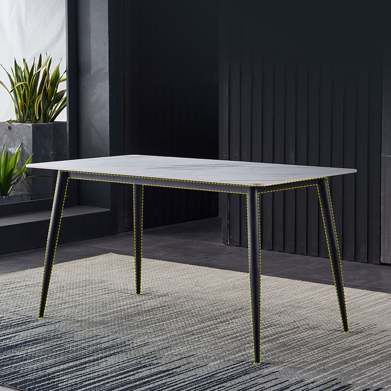 Metal Industrial Rectangle Dining Table Sintered Stone Table for Dining Room