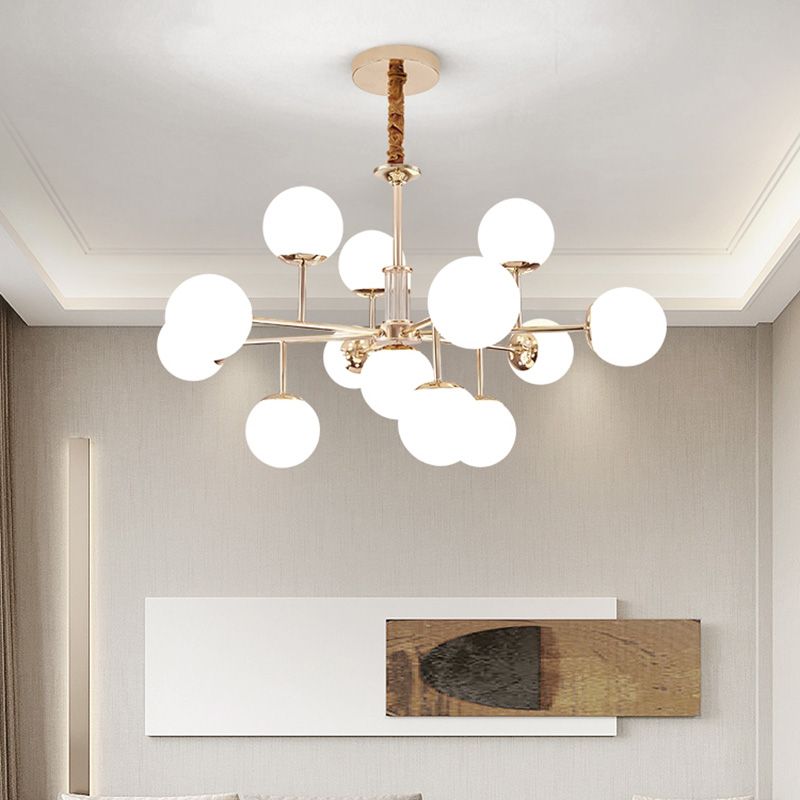 Araña de rama dorada luz colgante de estilo moderno para dormitorio de sala de estar