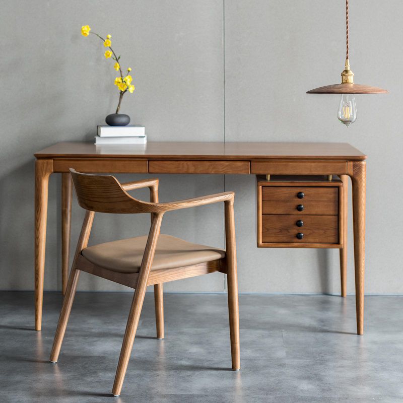 Traditional Open Back Chair Dining Arm Chair with Wooden Legs for Kitchen