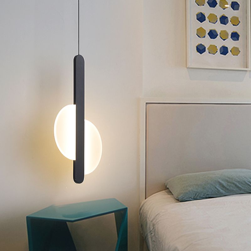 Luminaires suspendus noirs Light lampe à suspension à LED ronde moderne pour chambre à coucher