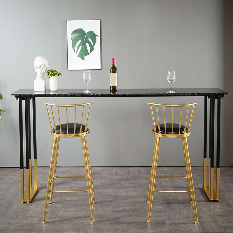 Glam Rectangle Bar Table Set 1/2/3/4 Pieces Faux Marble Pub Set for Dining Room