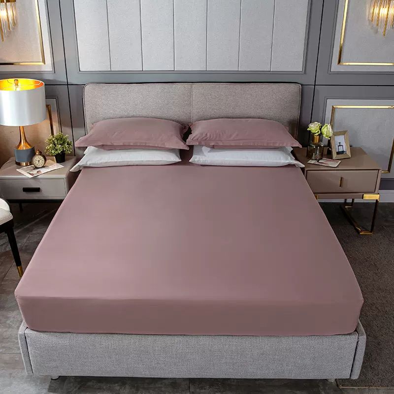 Fade Resistant Bed Sheet Solid Color One Piece Breathable Fitted Sheet
