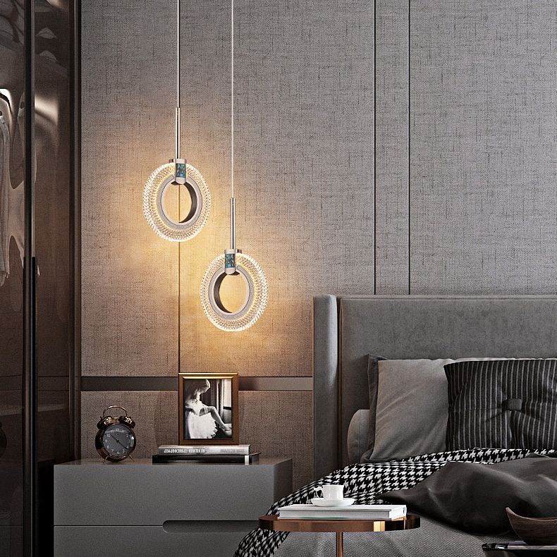 One-Light Oval Acrylic Frame Pendant Light Modern Golden Pendant Lighting