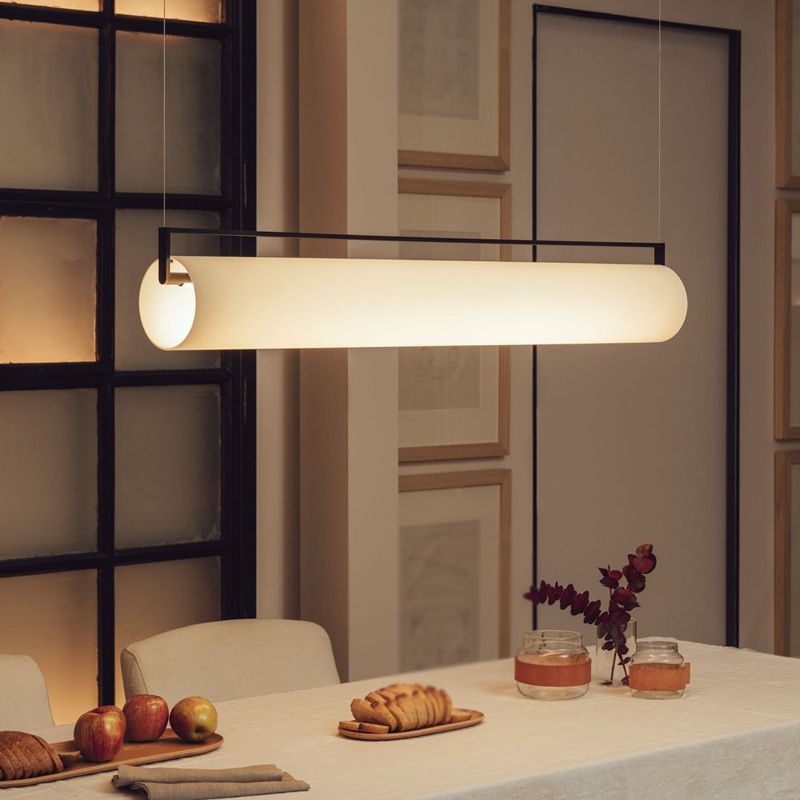 Cylindrical Shape Metal Island Chandelier Modern Style 1 Light Island Ceiling Light