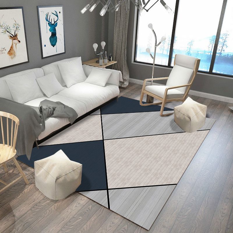 Contemporary Home Area Rug Multicolor Geometric Pattern Rug Synthetics Washable Non-Slip Pet Friendly Rug