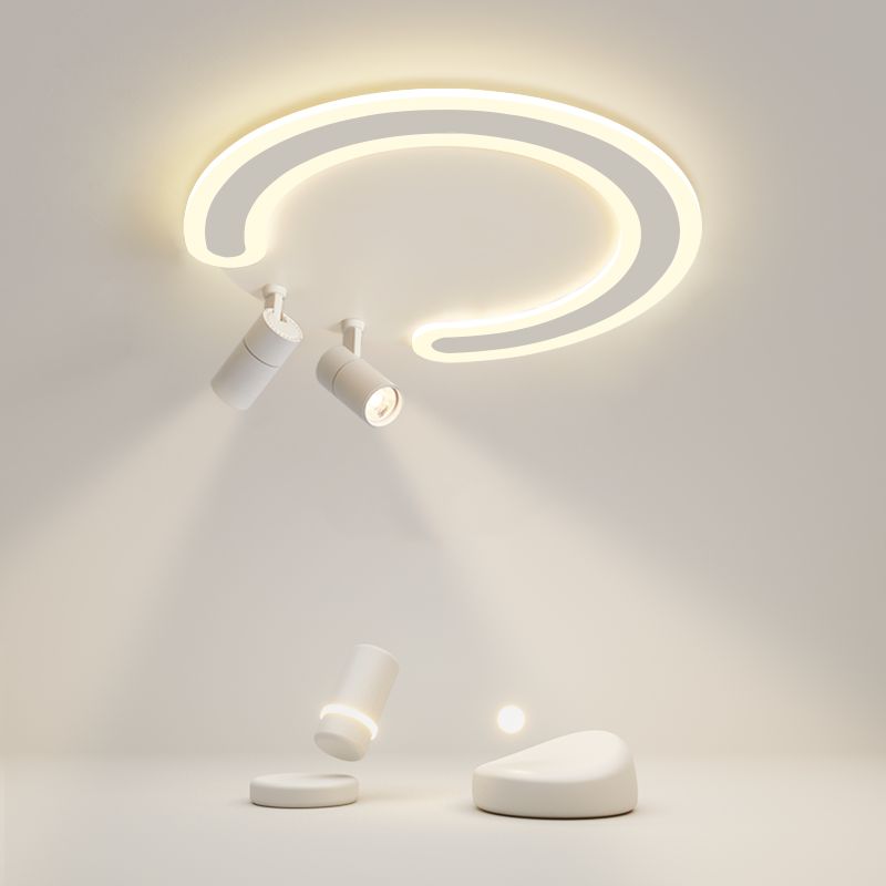 Plafonnier LED blanc avec spots, luminaire décoratif de plafond, idéal pour le salon