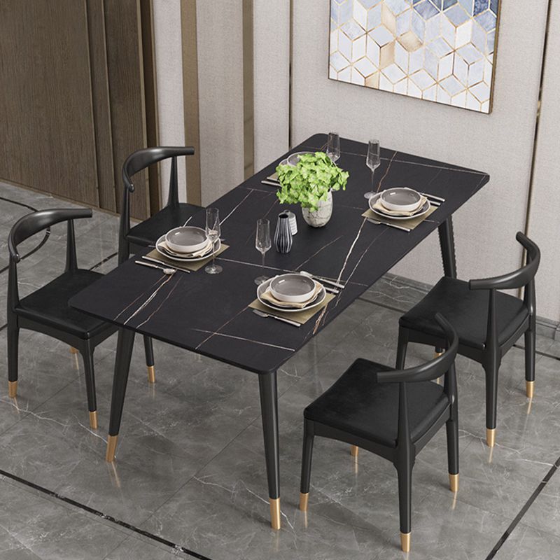 Nordic 1/4/5/7 Pieces Dining Set Sintered Stone Top Table with Leather Chairs