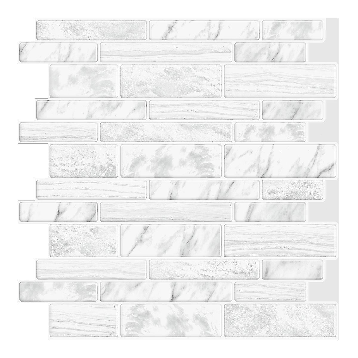 Square Peel & Stick Tile Stone Composite Subway Tile for Backsplash Wall