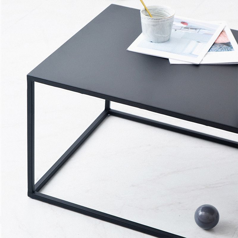 Iron Square Coffee Table with Fram Base in Black Mid-Century Modern