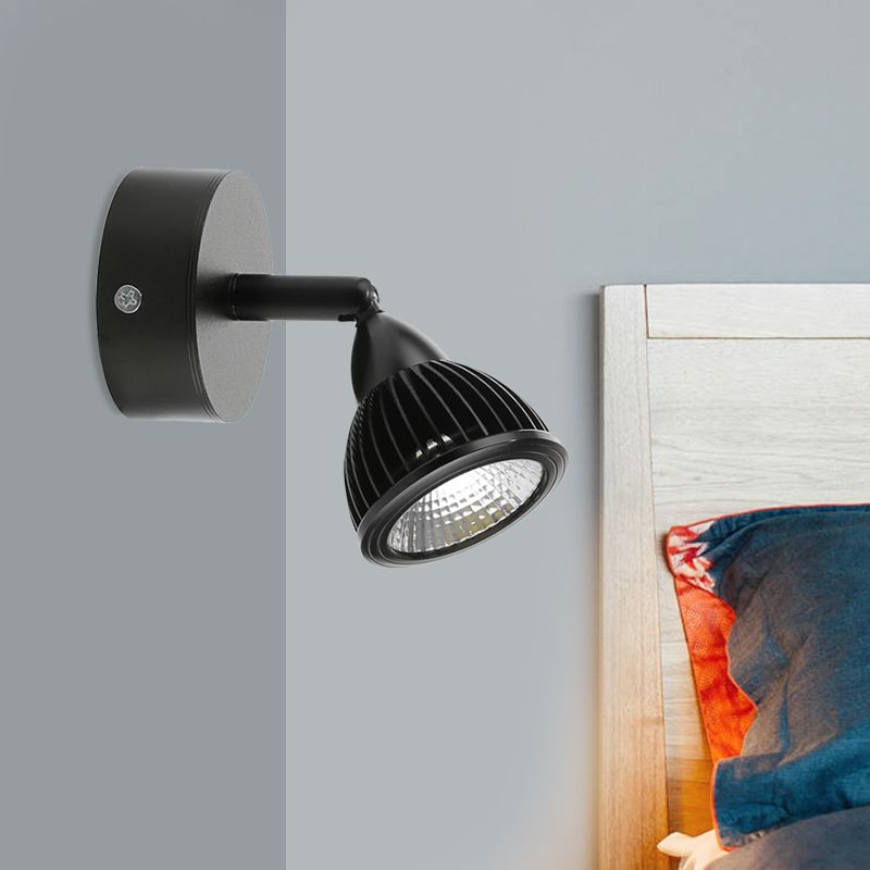 Rotatable Domed Wall Sconce Light Modern Metal LED Black/White Wall Lamp with/without Switch in Warm/White Light