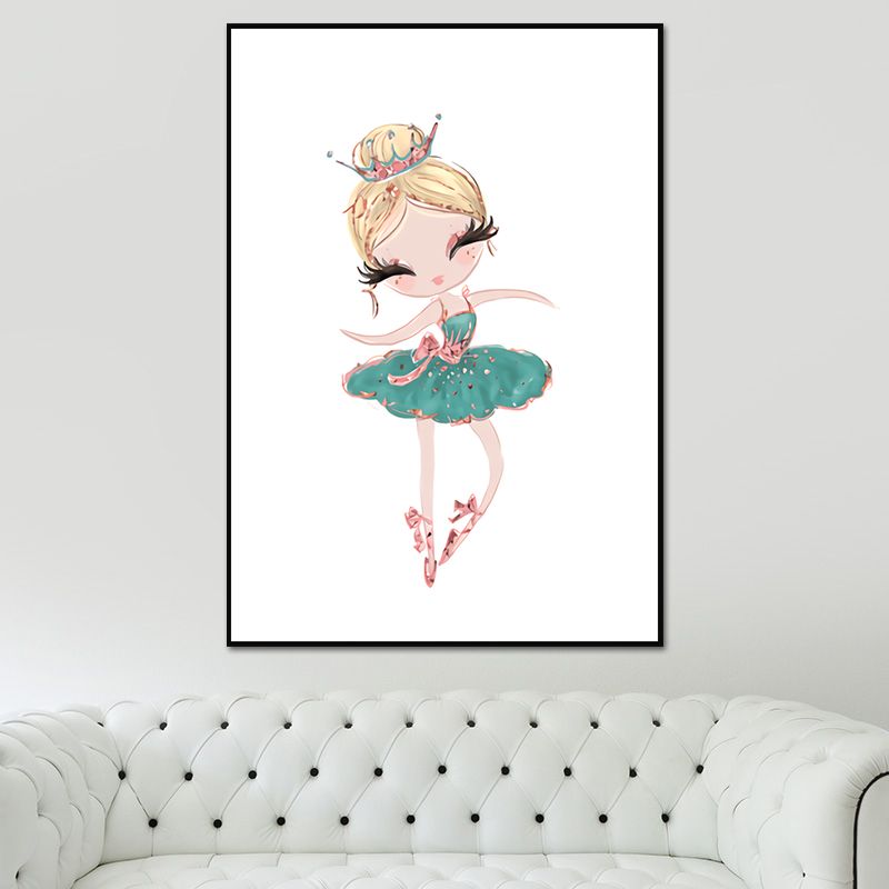 Childrens Art Canvas Print Light-Color Little Girl Dancing Wall Decor for Bedroom