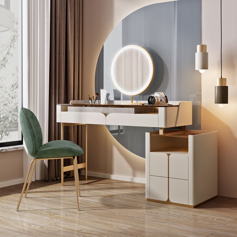 Glass Top Makeup Vanity Desk Storage Box Makeup Vanity Set with Drawer