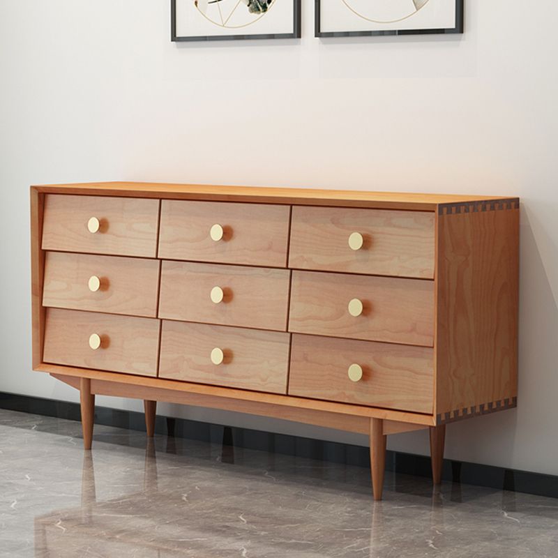 Ultra-Modern Double Dresser Horizontal Solid Wood Storage Chest Dresser for Bedroom
