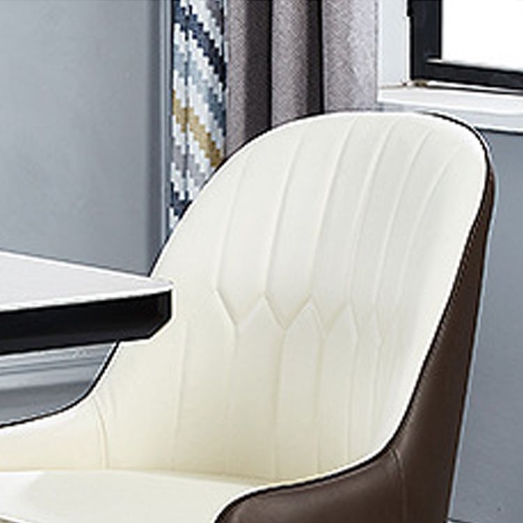 Glam Faux Leather Dining Chairs Metal Armless Dining Chair for Home Use
