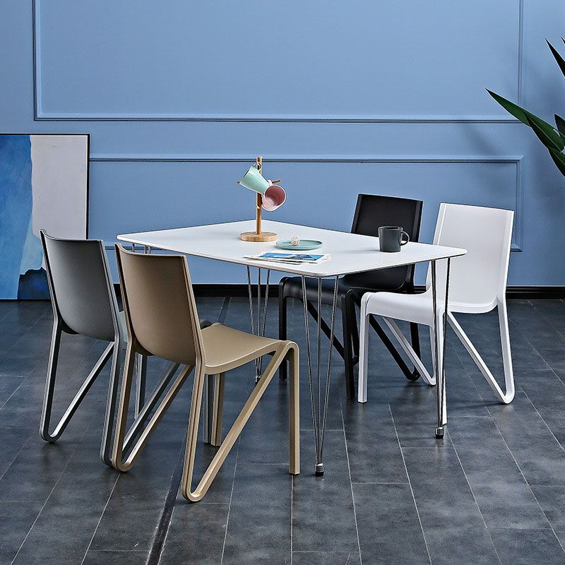 Plastic Scandinavian Kitchen Dining Room Side Chair Solid Back Chair