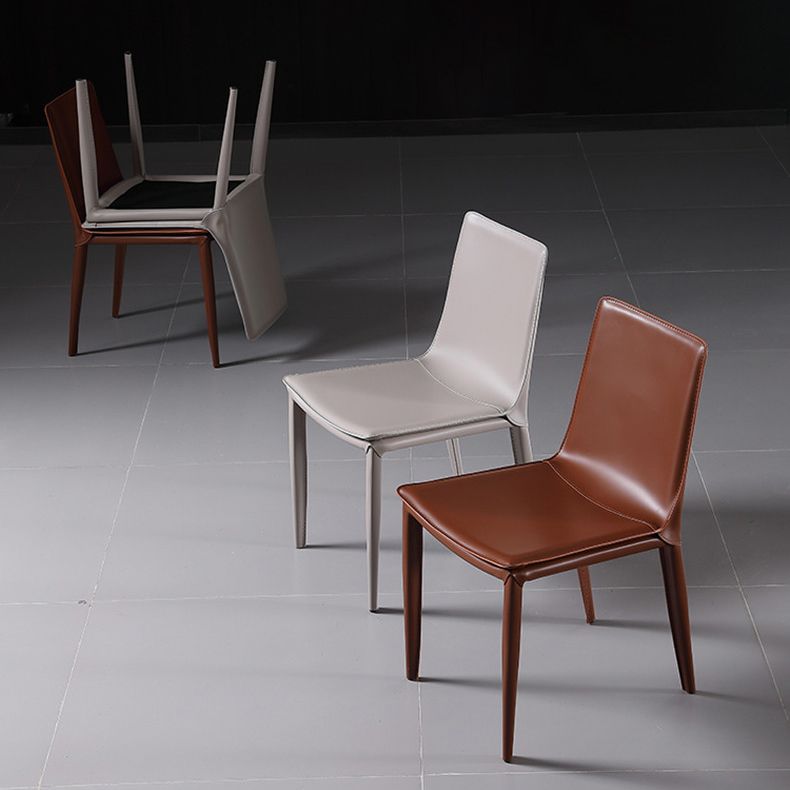Modern Kitchen PU Leather Dining Side Chair Solid Back Dining Side Chair