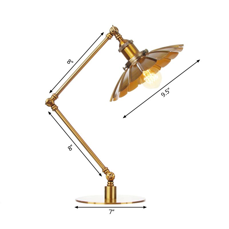 Lampada da tavolo svasata elegante industriale in metallo a 1 luce Lampada da tavolo per sala da pranzo con braccio di lunghezza 8"+8"/8"+8"+8" in oro