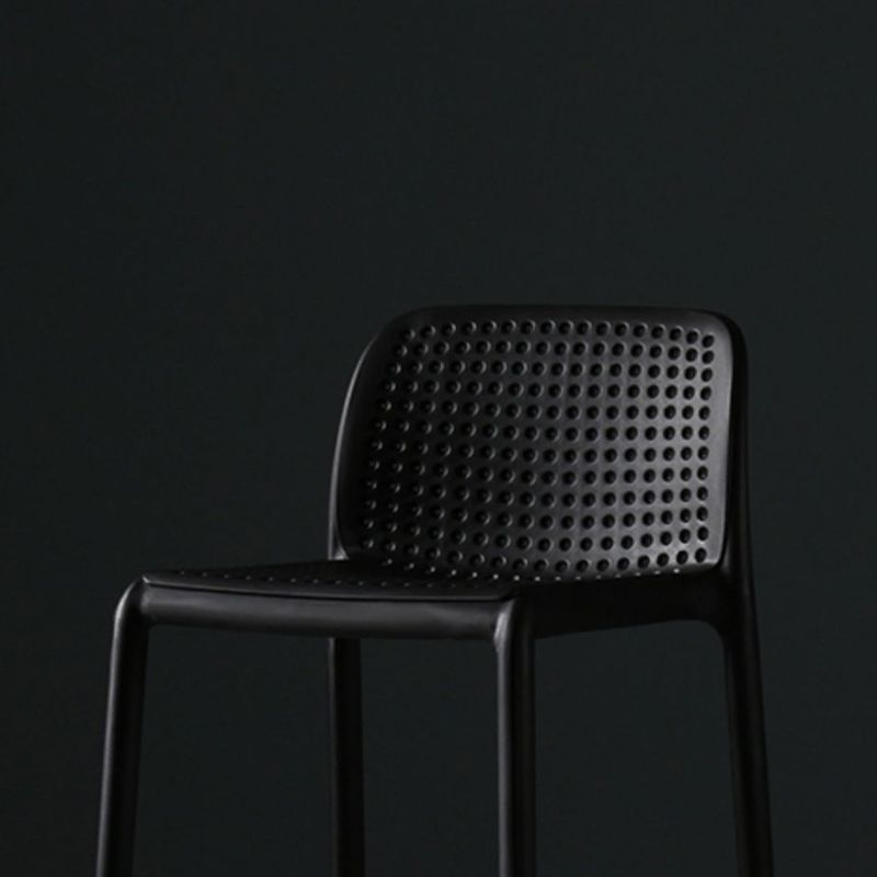 Scandinavian Plastic Barstool Plastic Counter Stool Rectangle Seat in Matte Finish