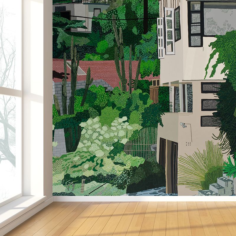 Green Human Landscape Mural Wallpaper Stain Resistant Modern Living Room Wall Covering