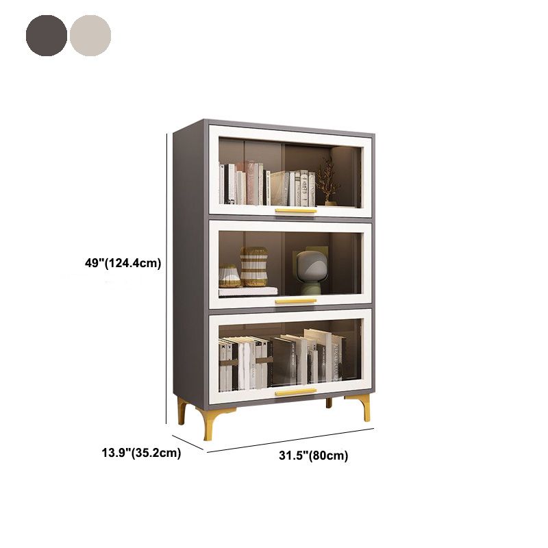 Modern Engineered Wood Bookcase White Standard Shelf with Door