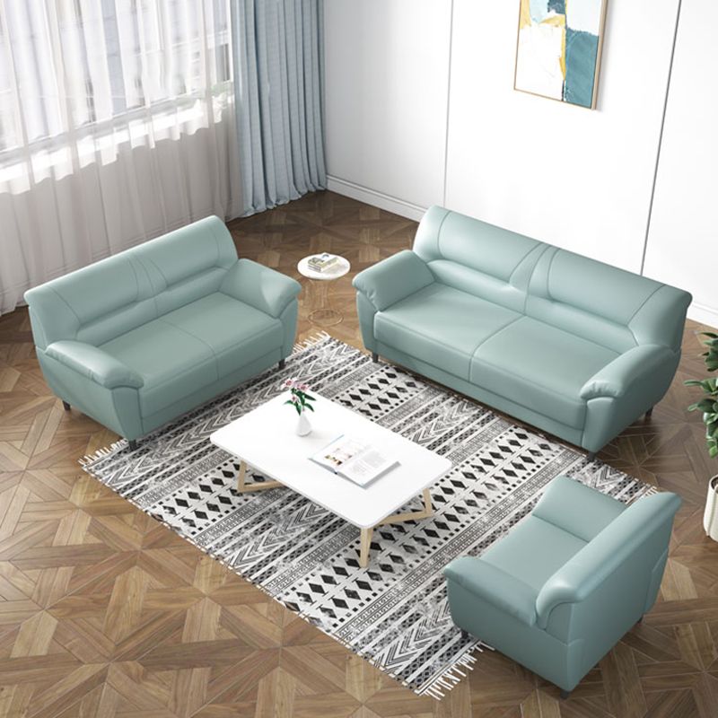 31.50" H Faux Leather Pillow Top Arm Modern Sofa with Sewn Pillow Back