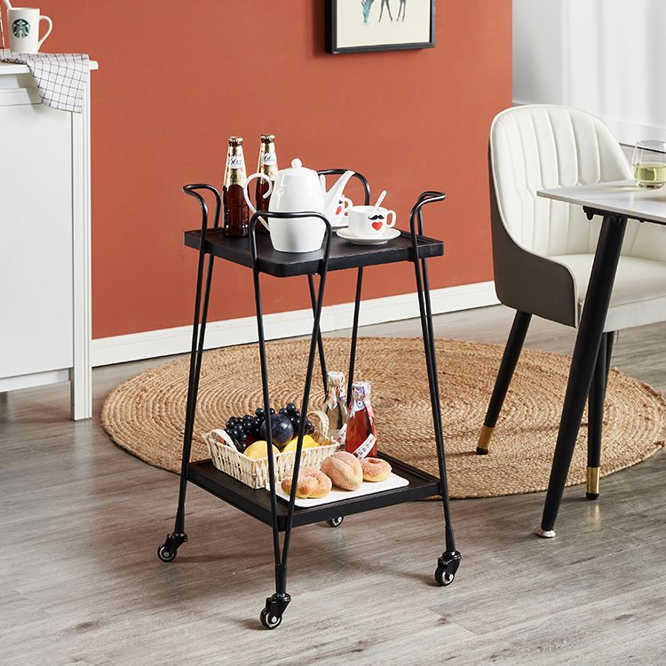 Modern Metal Prep Table Open Storage Rolling Prep Table for Dining Room