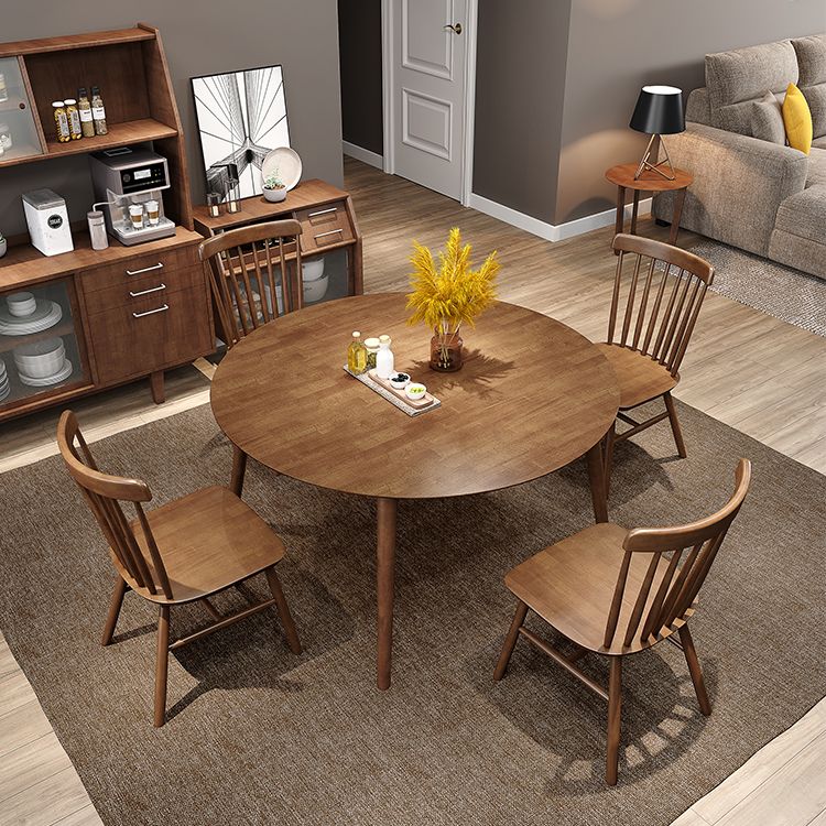 Mesa redonda de madera de goma para restaurantes Modern de comedor en naturaleza/nogal con 4 patas
