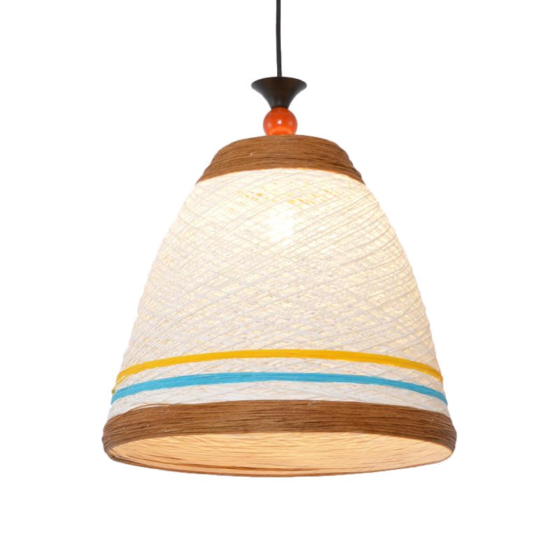 10"/14"/16" Wide Tapered Ceiling Lamp Modern Rattan 1 Bulb Yellow/Brown Hanging Pendant Light