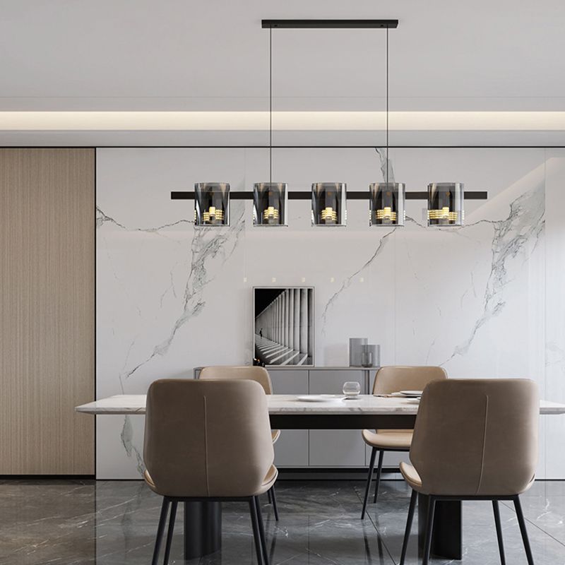 5/6-Light Modernism Black Ceiling Light LED Island Lighting for Dining Table