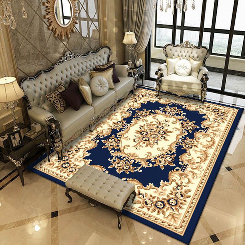 European Indoor Rug Modern Medallion Pattern Area Rug Washable Carpet with Non-Slip Backing