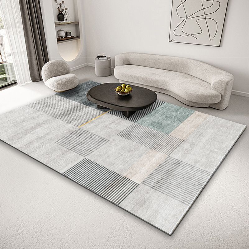 Geometric Pattern Rug Rectangle Shape Stain Resistant Shape Rug for Home Decor