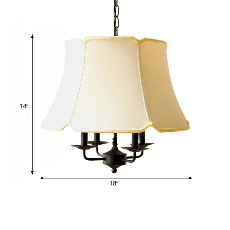 Lampadario a soffitto conico in tessuto Nordico in tessuto Nordico 4 luci Apparecchiatura bianca per camera da letto