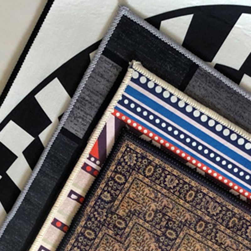Colorful Lattice Pattern Rug Living Room Carpet Polyester Washable Area Rug